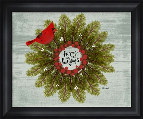 Framed Cardinal Wreath Print