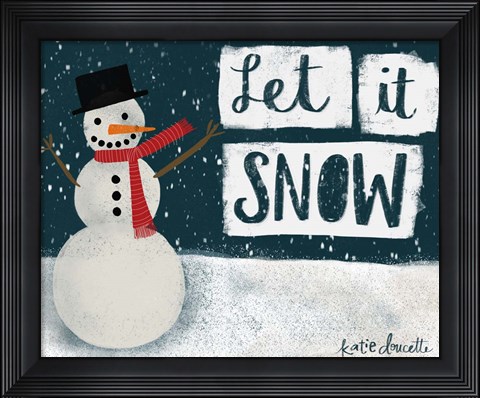 Framed Night Snowman Print