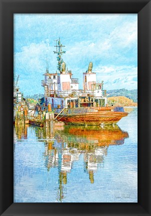 Framed Harbor Tug Print