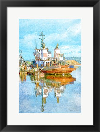 Framed Harbor Tug Print