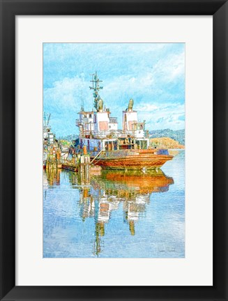 Framed Harbor Tug Print