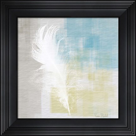 Framed White Feather Abstract I Print
