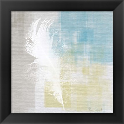 Framed White Feather Abstract I Print