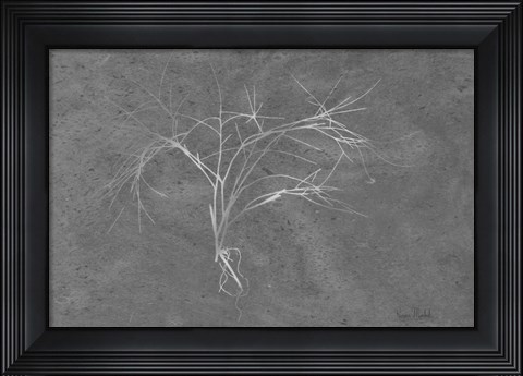 Framed Twiggy Algae Silver on Black Print