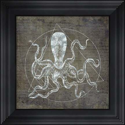 Framed Octopus Geometric Silver Print