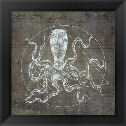 Framed Octopus Geometric Silver Print