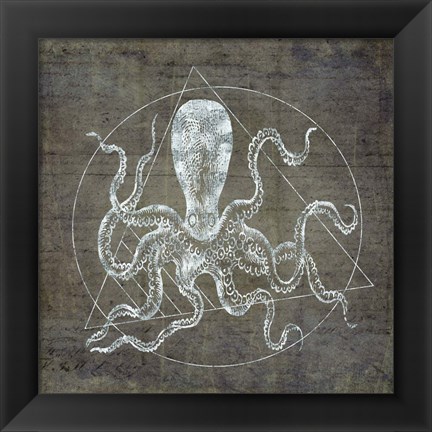 Framed Octopus Geometric Silver Print