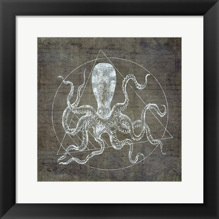 Framed Octopus Geometric Silver Print