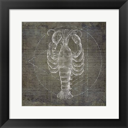 Framed Lobster Geometric Silver Print