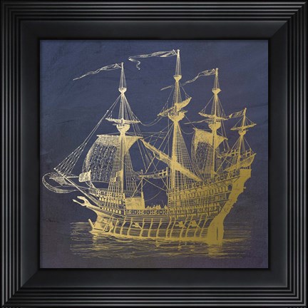 Framed Gold Ship Print