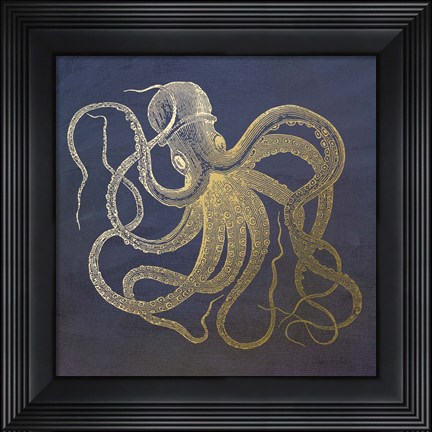 Framed Golden Octopus Print