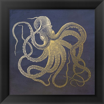 Framed Golden Octopus Print