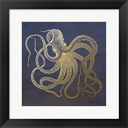 Framed Golden Octopus Print