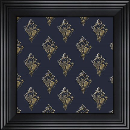 Framed Gold Shell Pattern Print
