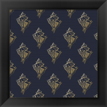 Framed Gold Shell Pattern Print