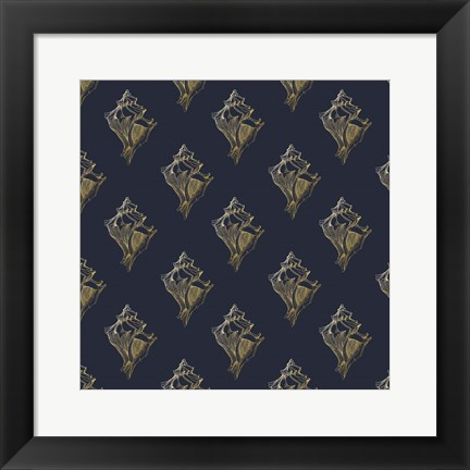 Framed Gold Shell Pattern Print