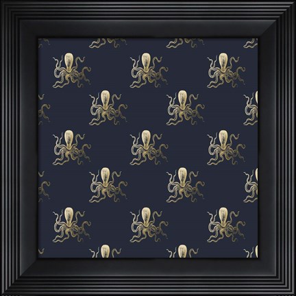 Framed Gold Octopus Pattern Print
