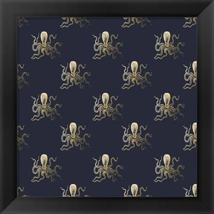 Framed Gold Octopus Pattern Print