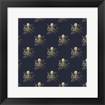 Framed Gold Octopus Pattern Print