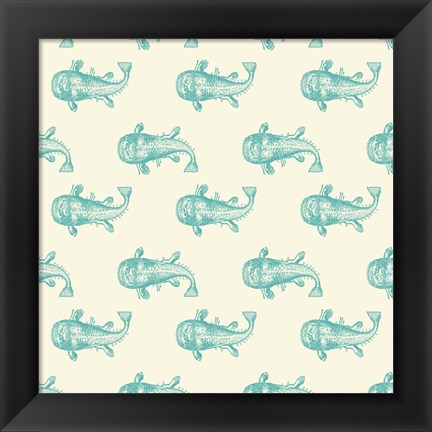 Framed Monster Fish Pattern Print