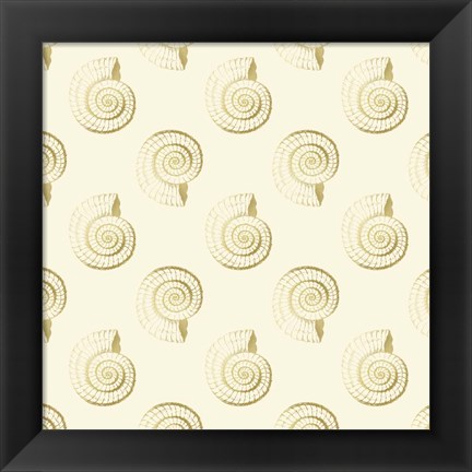 Framed Golden Shell Pattern Print
