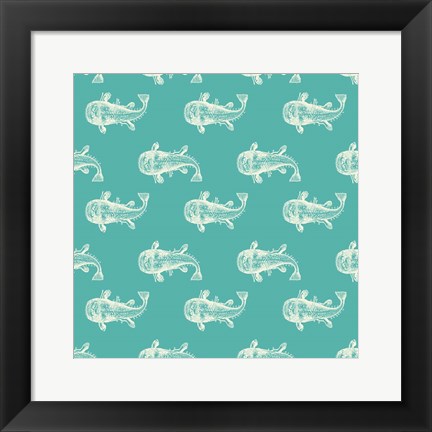 Framed Monster Fish Pattern Print