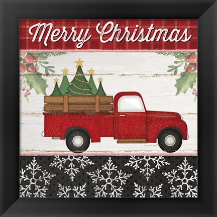 Framed Merry Christmas Truck Print