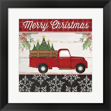 Framed Merry Christmas Truck Print