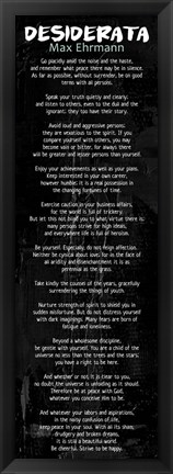 Framed Desiderata In Black Print