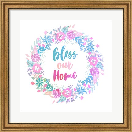 Framed Bless Our Home -Pastel Print