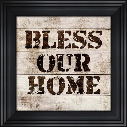 Framed Bless Our Home In Wood Print