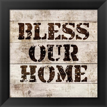 Framed Bless Our Home In Wood Print