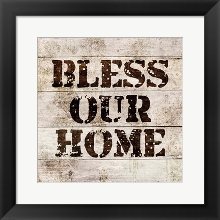 Framed Bless Our Home In Wood Print