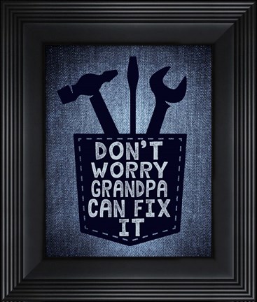 Framed Don&#39;t Worry In Blue Print