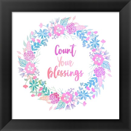 Framed Count Your Blessing-Pastel Print