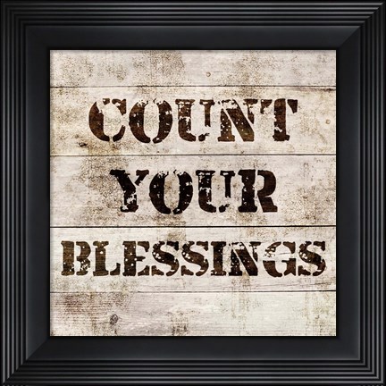 Framed Count Your Blessings In Wood Print