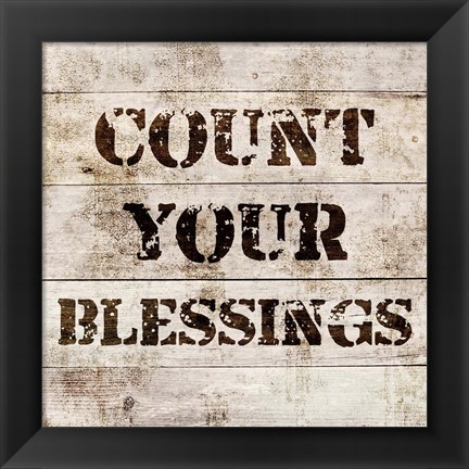 Framed Count Your Blessings In Wood Print