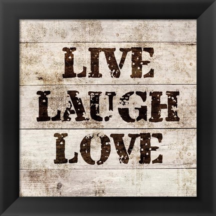 Framed Live Laugh Love In Wood Print