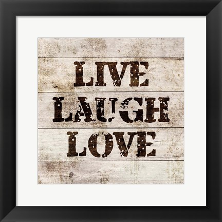 Framed Live Laugh Love In Wood Print