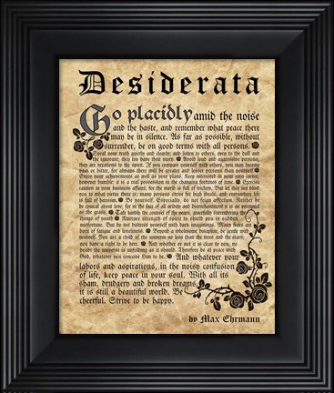 Framed Old English Desiderata Print
