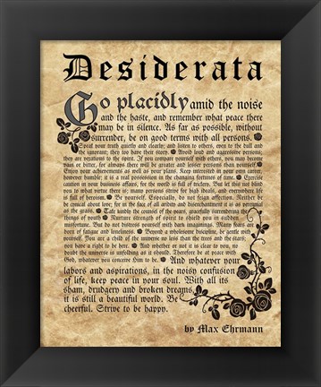 Framed Old English Desiderata Print