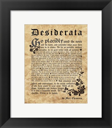 Framed Old English Desiderata Print