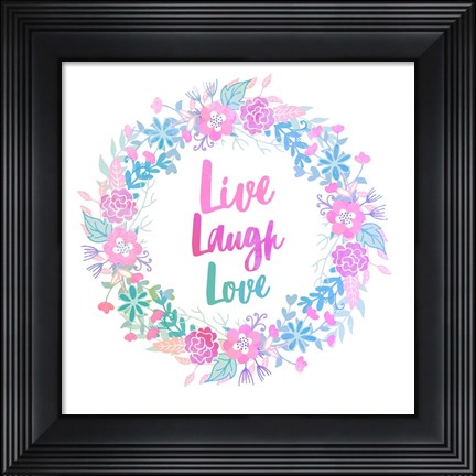Framed Live, Laugh, Love-Pastel Print