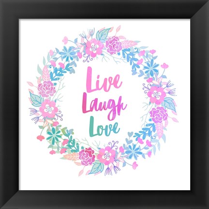 Framed Live, Laugh, Love-Pastel Print