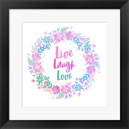 Framed Live, Laugh, Love-Pastel Print