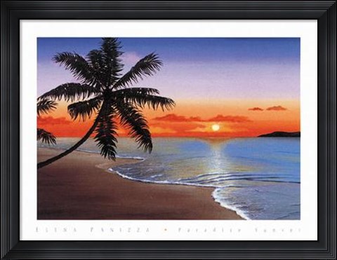 Framed Elena Panizza - Paradise Sunset Size 31.5x23.75 Print
