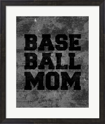 Framed Baseball Mom-Gray Print