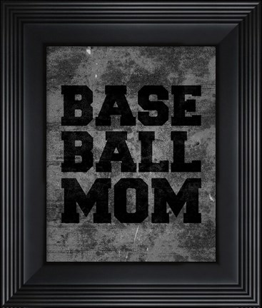Framed Baseball Mom-Gray Print