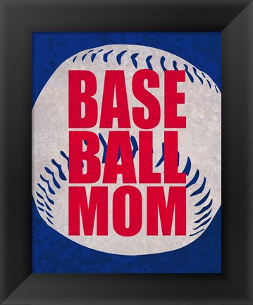 Framed Baseball Mom In Blue Print