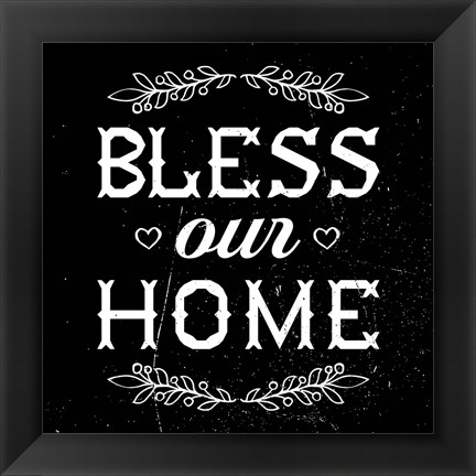 Framed Bless Our Home-Black Print